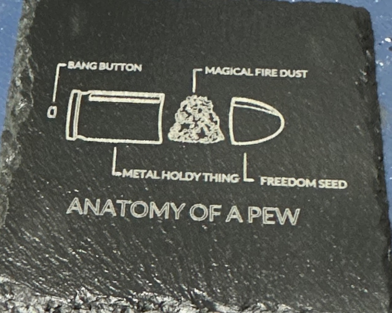 Funny anatomy of a pew pew Slate coaster set