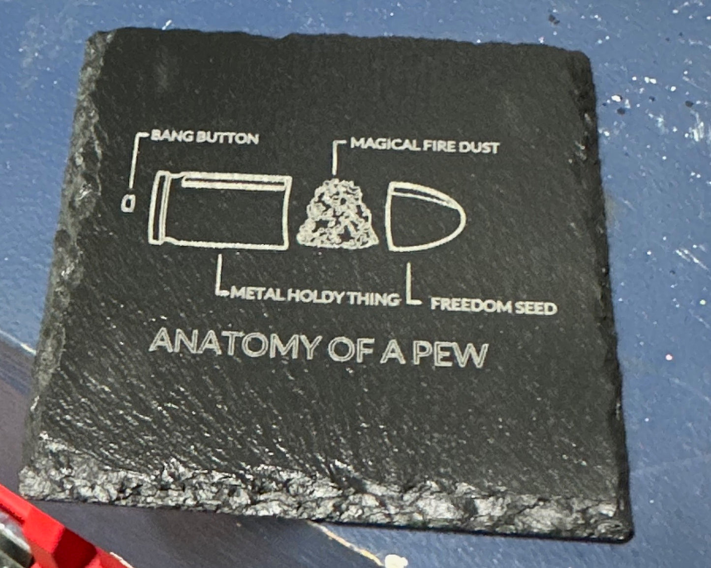 Funny anatomy of a pew pew Slate coaster set