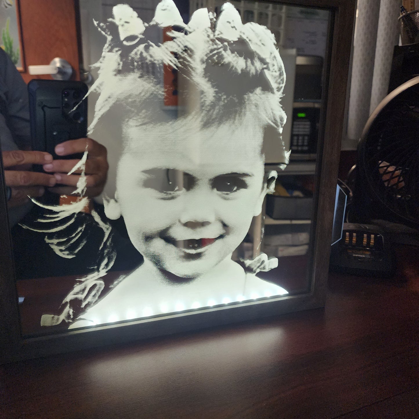 12" x 12" back lit mirrored shadowbox